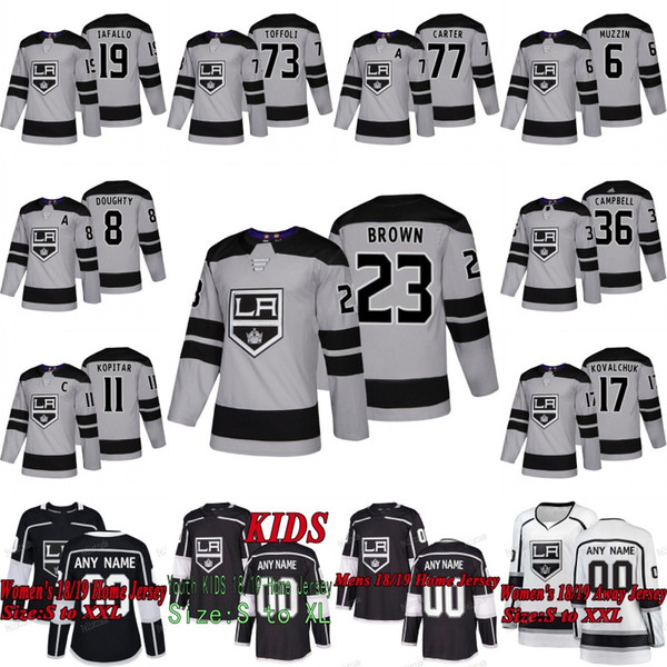 Los Angeles Kings LA Jerseys Dustin Brown Anze Kopitar Alex Iafallo Drew Doughty Jack Campbell Ilya Kovalchuk Jeff Carter Tyler Toffoli