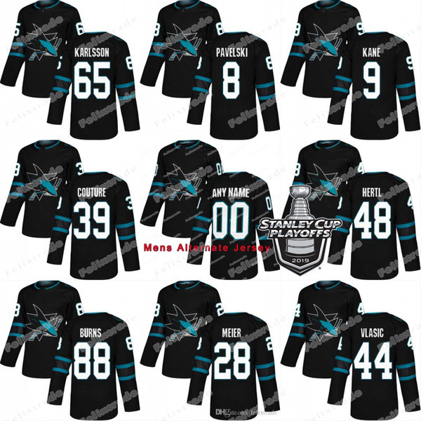 2019 Playoffs San Jose Sharks Logan Couture Tomas Hertl Erik Karlsson Joe Pavelski Brent Burns Timo Meier Evander Kane Joe Thornton Jersey