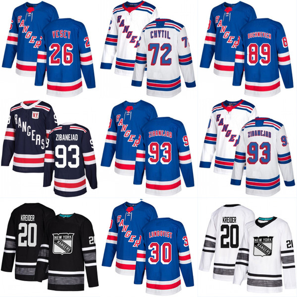 New York NY Rangers Parley 2019 ALL STAR Jerseys Mika Zibanejad Chris Kreider Jimmy Vesey Henrik Lundqvist Pavel Buchnevich Ryan Strome