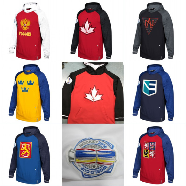 2016 World Cup Of Hockey WCH Hoodie Team USA Czech Republic Europe Finland North America Russia Sweden Jerseys Sweatshirts Men Women Youth