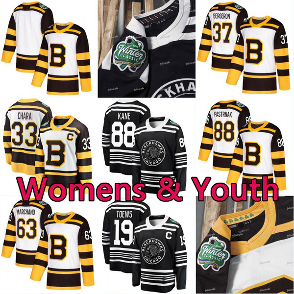 Womens Lady Youth Kids 2019 Winter Classic Chicago Blackhawks Toews Patrick Kane Pastrnak Bergeron Marchand Chara Jerseys