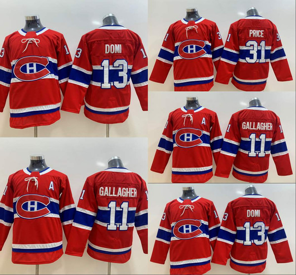 Youth Montreal Canadiens 13 Max Domi 11 Brendan Gallagher 31 Carey Price Kids Hockey Jerseys Double Stiched High Quanlity Red