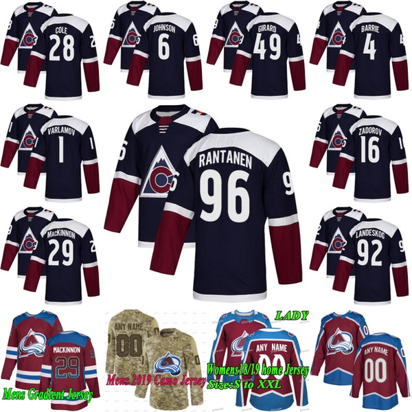 96 Mikko Rantanen Colorado Avalanche Hockey Jerseys Nathan MacKinnon Ian Cole Semyon Varlamov Gabriel Landeskog Nikita Zadorov Erik Johnson