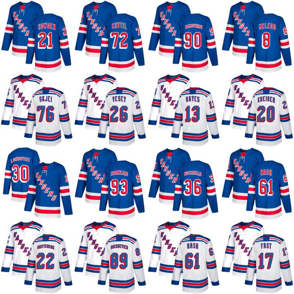 New York NY Rangers Mika Zibanejad Chris Kreider Cody McLeod Jimmy Vesey Henrik Lundqvist Brett Howden Jesper Fast Namestnikov Jerseys