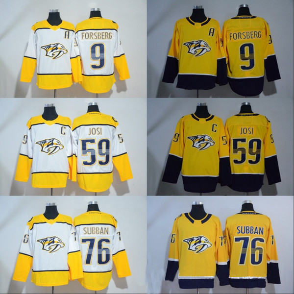 New 2019 Hockey Jerseys 76 P.K. Subban Nashville Jersey 4 Ryan Ellis 92 Ryan Johansen 9 Filip Forsberg Ice Hockey