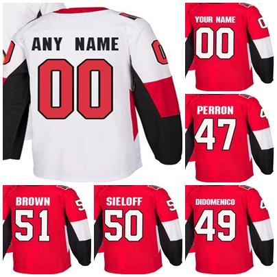 Factory Outlet Mens Womens Kids Ottawa Senators 47 Francis Perron 49 Chris DiDomenico 50 Patrick Sieloff 51 Logan Brown Ice Hockey Jerseys