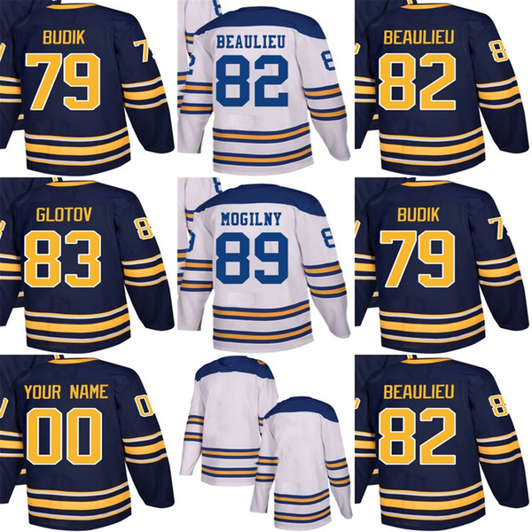 2018 New Brand Mens Womens Kids Buffalo Sabres 79 Vojtech Budik 82 Nathan Beaulieu 83 Vasily Glotov 89 Mogilny Hockey Jerseys Accept Custom