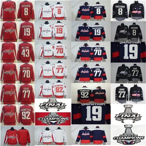 2018 Stanley Cup Champions 8 Alex Ovechkin 43 Tom Wilson 77 T.J. Oshie 19 Nicklas Backstrom 70 Braden Holtby 92 Kuznetsov Hockey Jersey