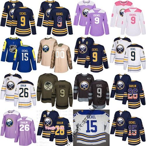 9 Jack Eichel XS-6XL Captain C patch 2019 Buffalo Sabres 43 Conor Sheary Patrik Berglund Vladimir Sobotka Rasmus Ristolainen Hoceky Jerseys