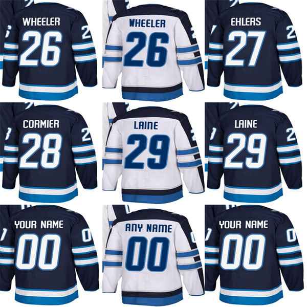 Cheap Mens Womens Kids Winnipeg Jets 26 Blake Wheeler 27 Nikolaj Ehlers 28 Patrice Cormier 29 Patrik Laine Stitched Ice Hockey Jerseys