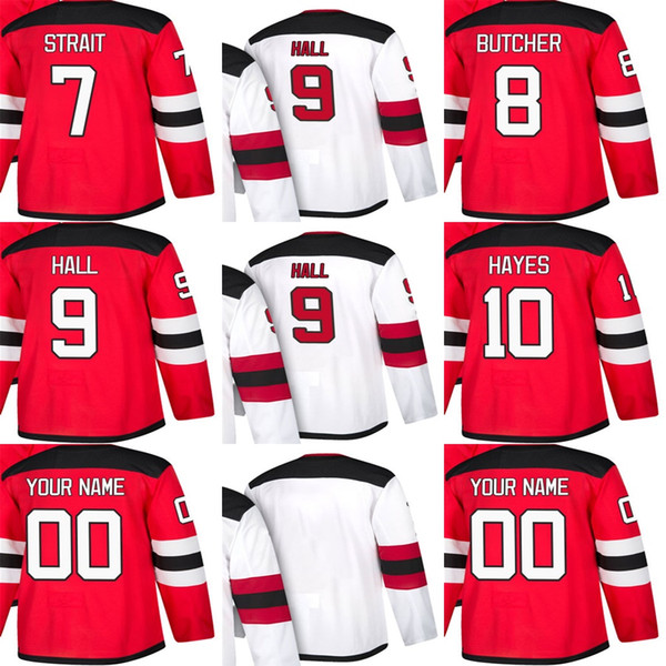 Cheap Mens Womens Kids New Jersey Devils 7 Brian Strait 8 Will Butcher 9 Taylor Hall 10 Jimmy Hayes Stitched Ice Hockey Jerseys