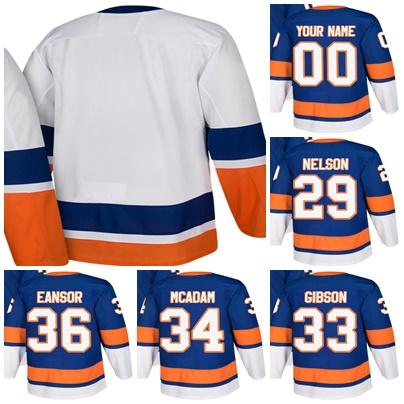 Factory Outlet Mens Womens Kids New York Islanders 29 Brock Nelson 33 Christopher Gibson 34 Eamon McAdam 36 Scott Eansor Ice Hockey Jerseys