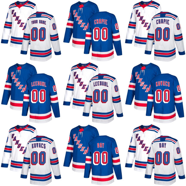 Mens Womens Kids New York Rangers Adam Chapie Dawson Leedahl Robin Kovacs Sean Day Stitched Blue White Ice Hockey Jerseys Accept Custom