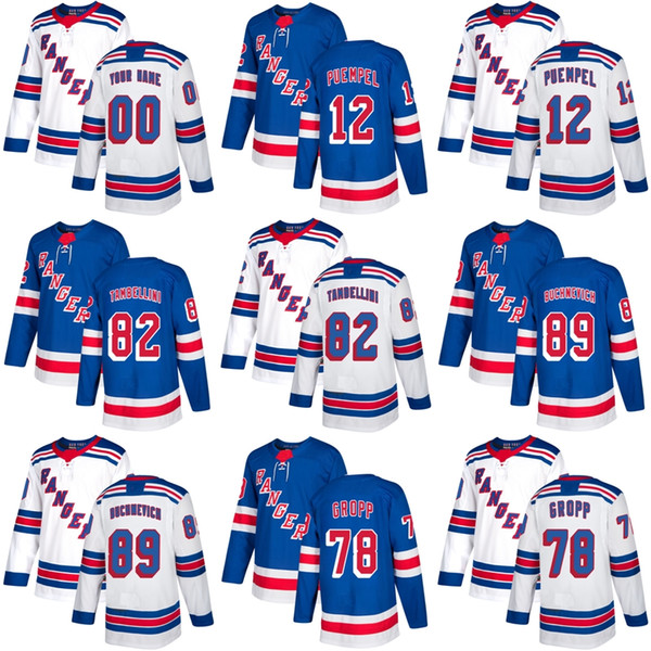 Mens Womens Kids New York Rangers 12 Matt Puempel 78 Ryan Gropp 82 Tambellini 89 Buchnevich Blue White Ice Hockey Jersey Accept Custom