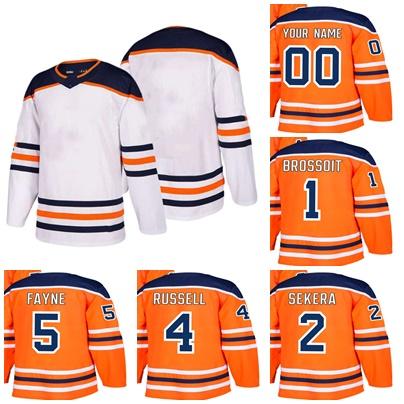 Factory Outlet Mens Womens Kids Edmonton Oilers 1 Laurent Brossoit 2 Andrej Sekera 4 Kris Russell 5 Mark Fayne Stitched Ice Hockey Jerseys