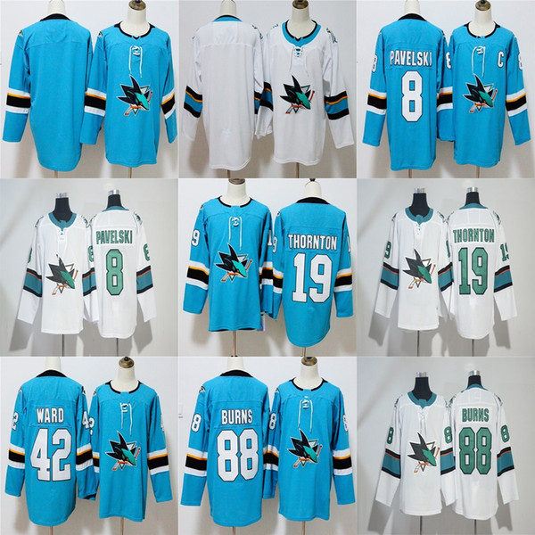 Factory Outlet Mens Womens Kids San Jose Sharks 8 Joe Pavelski 19 Joe Thornton 42 Joel Ward 88 Brent Burns Ice Hockey Jerseys