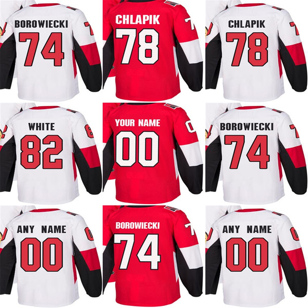 Cheap Mens Womens Kids Ottawa Senators 74 Mark Borowiecki 78 Filip Chlapik 82 White Res White Stitched Logos Ice Hockey Jerseys