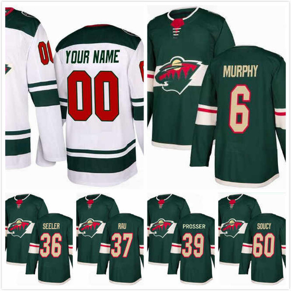 Nate Prosser Jersey 39 Nick Seeler 36 Ryan Murphy 6 Kyle Rau 37 Carson Soucy 60 Greenway 18 Ice Hockey Jerseys 2018AD Minnesota Wild S-3XL