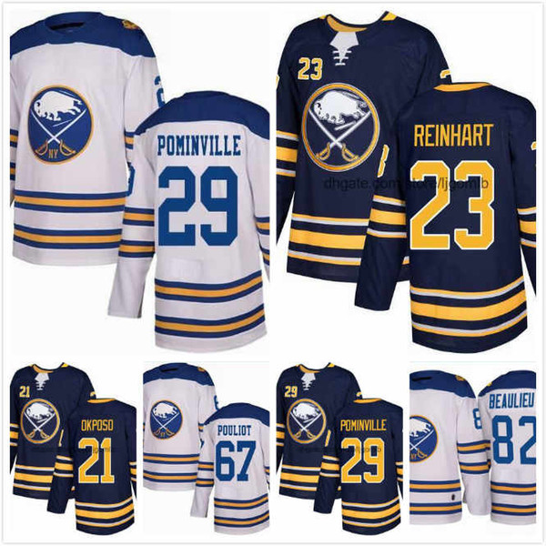 Jason Pominville Jersey 29 Kyle Okposo 21 Benoit Pouliot 67 Nathan Beaulieu 82 Sam Reinhart 23 Mens 2018AD Buffalo Sabres Ice Hockey Jerseys