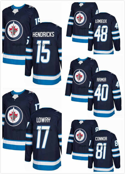 Matt Hendricks Jersey 15 Adam Lowry 17 Joel Armia 40 Kyle Connor 81 Brendan Lemieux 48 Mens Ice Hockey Jerseys 2018AD Winnipeg Jets S-3XL