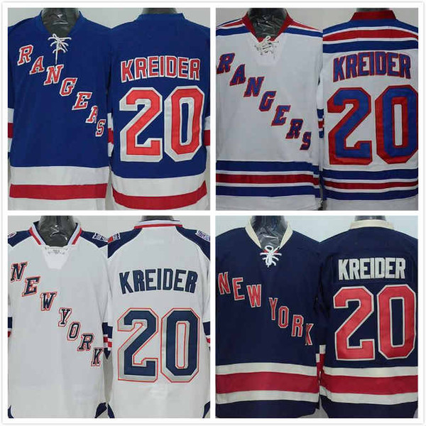 Cheap Mens Chris Kreider Jersey 20 New York Ice Hockey Jersey 100% Stitched 2016 Blue White Size M-3XL Free Shipping