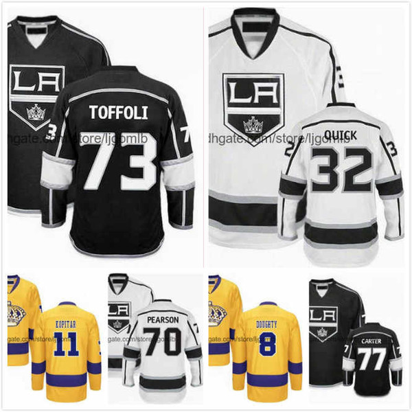 Jeff Carter Jersey 77 Tyler Toffoli 73 Drew Doughty 8 Jonathan Quick 32 Anze Kopitar 11 Tanner Pearson 70 Ice Hockey Jerseys LA Kings S-3XL