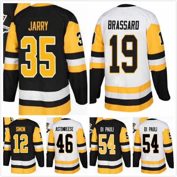 Tristan Jarry Jersey 35 Jamie Oleksiak 6 Dominik Simon 12 Derick Brassard 19 Zach Aston-Reese 46 Mens Hockey Jerseys 2018AD Pittsburgh S-3XL