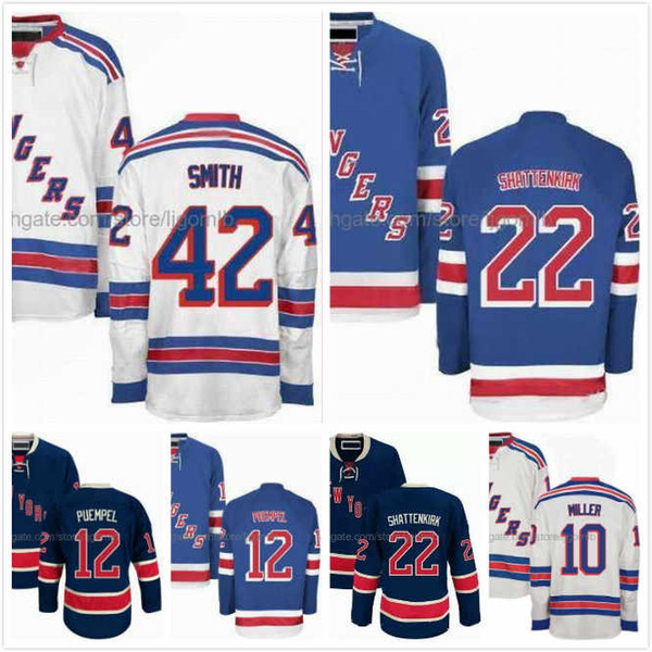 Brendan Smith Jersey 42 J.T. Miller 10 Matt Puempel 12 Kevin Shattenkirk 22 Ice Hodkey Jerseys New York Rangers Full Stitched S-3XL