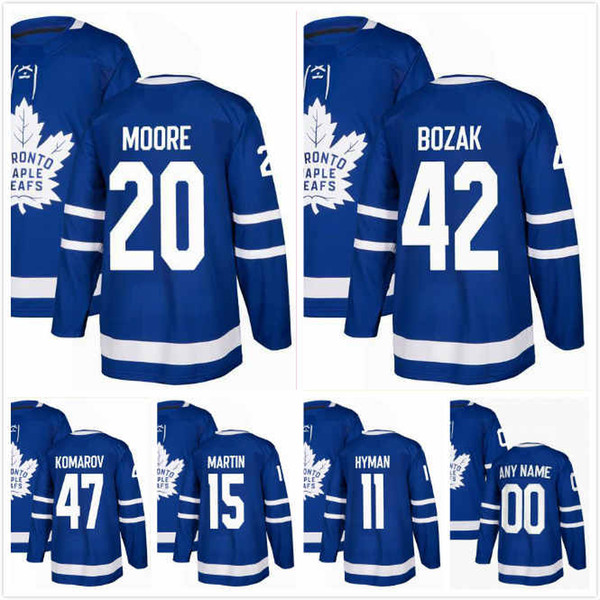 Dominic Moore Jersey 20 Tyler Bozak 42 Matt Martin 15 Leo Komarov 47 Zach Hyman 11 Mens Ice Hockey Jersey 2018AD Toronto Maple Leafs S-3XL