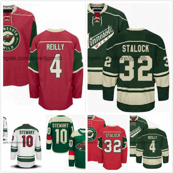 Mike Reilly Jersey 4 Kyle Quincey 27 Alex Stalock 32 Chris Stewart 10 Ice Hockey Jerseys Minnesota Wild Full Stitched S-3XL