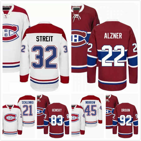 Karl Alzner Jersey 22 Joe Morrow 45 David Schlemko 21 Mark Streit 32 Ales Hemsky 83 Jonathan Drouin 92 Hockey Jersey Montreal Canadiens S-3X