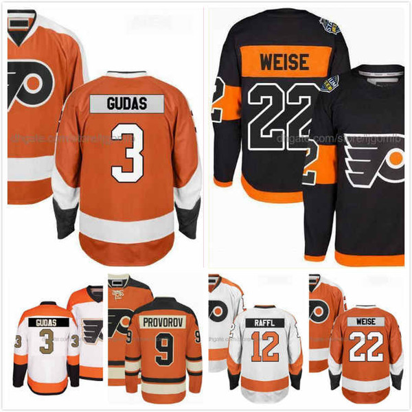 Dale Weise Jersey 22 Radko Gudas 3 Ivan Provorov 9 Michael Raffl 12 Ice Hodkey Jerseys Philadelphia Flyers Orange White Black Stitched S-3XL