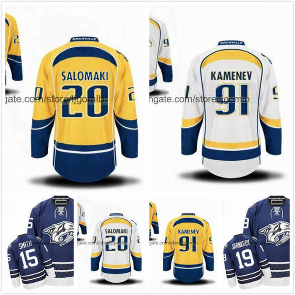 Craig Smith Jersey 15 Calle Jarnkrok 19 Miikka Salomaki 20 Vladislav Kamenev 91 Ice Hockey Jerseys Nashville Predators Full Stitched S-3XL