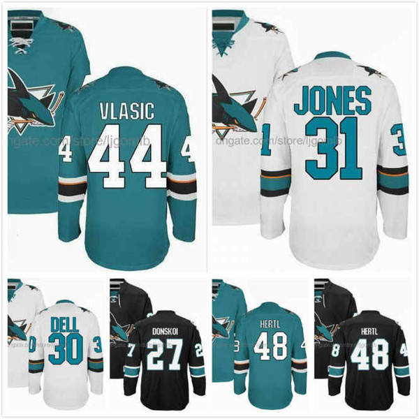 Aaron Dell Jersey 30 Tomas Hertl 48 Martin Jones 31 Joonas Donskoi 27 Marc-Edouard Vlasic 44 Hockey Jerseys San Jose Sharks Stitched S-3XL