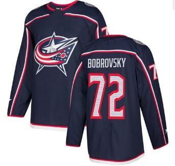 Men's Columbus Blue Jackets #72 Sergei Bobrovsky Navy Blue Home Stitched Jersey,men 71 Foligno 13 Atkinson 9 Panarin Hockey Jersey