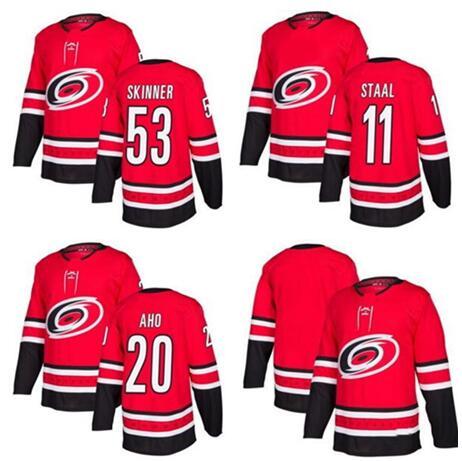 Carolina Hurricanes Home red Stitched Hockey Jersey,Discount Cheap 11 STAAL 53 SKINNER 20 Aho Sports Ice Hockey Wear from yakuda 's store