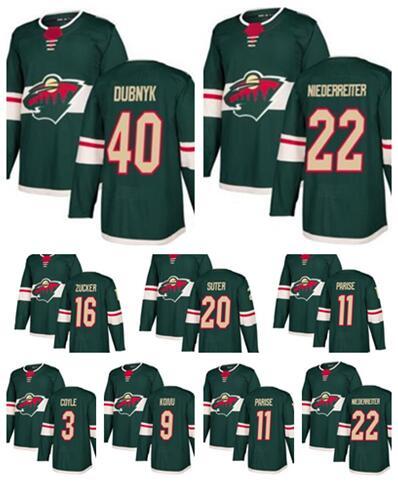 Men's Minnesota Wild Green Home Stitched 22 NIEDERREITER 40 DUBNYK 3 COYLE 9 KOIVU 11 PARISE 64 GRANLUND 16 ZUCKER 20 SUTER Hockey Jerseys