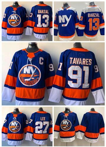 Personality NEW York Islanders MENS 91 TAVARES 13 BARZAL 27 LEE Hockey Jerseys shirts TOPS,Fashion fan online store for sale sports jerseys