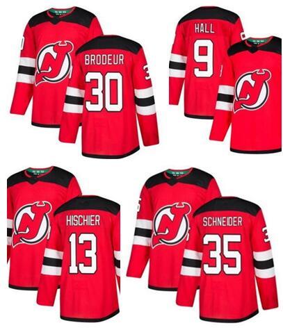 personalized Men's Devils Red Home Stitched 30 BRODEUR 13 HISCHIER 9 HALL 35 SCHNEIDER Hockey Jersey men online stores from yakuda 's store