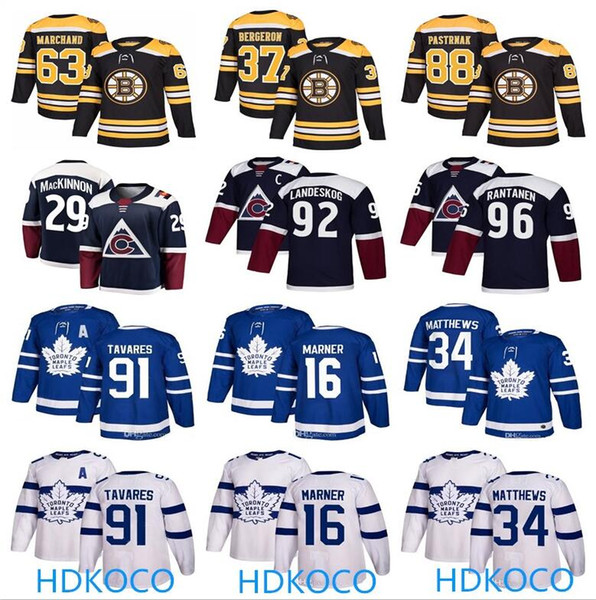 2019 Boston Bruins Jersey Toronto Maple Leafs Jersey Colorado Hockey Jerseys 33 Zdeno Chara 88 David Pastrnak Brad Marchand Nathan MacKinnon