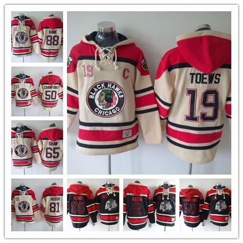 Chicago Blackhawks Hockey Men Jerseys 19 Toews 2 Keith 10 Sharp 65 Shaw 50 Crawford 88 kane Hockey Hoodie Hooded Sweatshirt Jackets Jersey