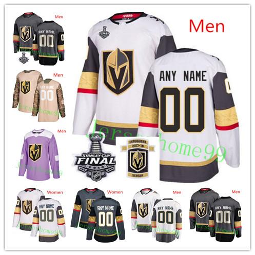 Custom Vegas Golden Knights 2018 Stanley Cup Gray White Any Number Name Fleury Pacioretty Reaves Tuch Eakin Mark Stone #17 Inaugural Jerseys