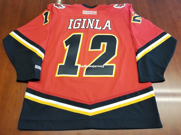 Wholesale Jarome Iginla Vintage Calgary Flames CCM Cheap Hockey Jersey Red Mens Retro Jerseys