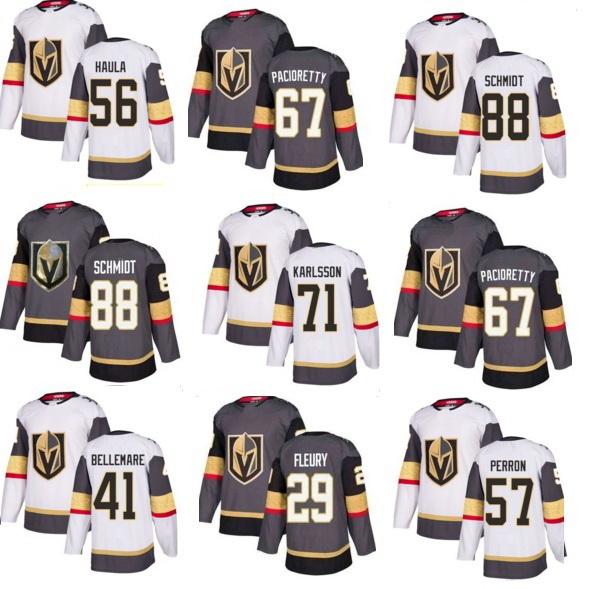 2019 Men's Vegas Golden Knights 29 Fleury Grey Home 71 Karlsson 81 Marchessault 56 HAVLA 18 NERL 4 STONER 6 MILLER 88 SCHMIDT Hockey Jersey