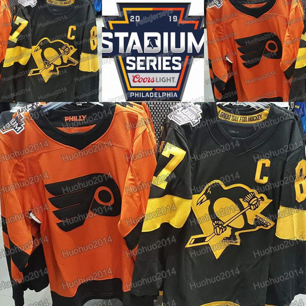 2019 Stadium Series Flyers Pittsburgh Penguins 79 Carter Hart Claude Giroux Sidney Crosby Patric Hornqvist Phil Kessel Jake Guentzel Jerseys