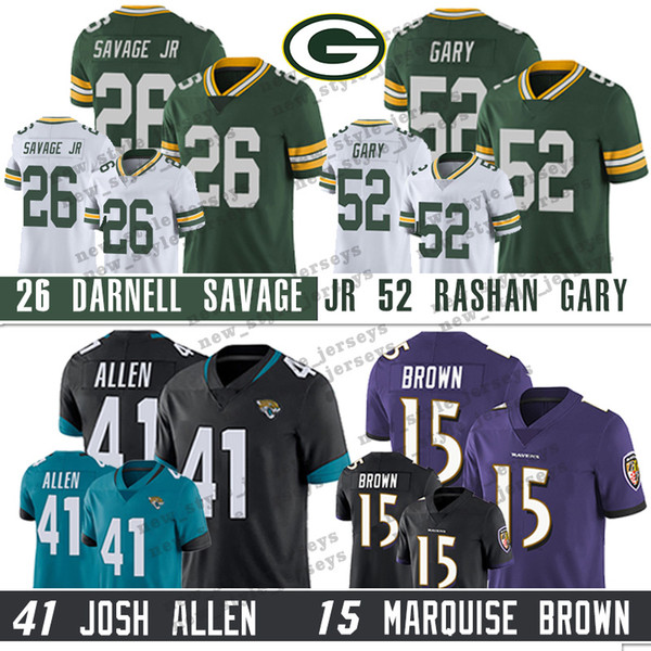 41 Josh Allen Green Bay jersey 2019 Packers 52 Rashan Gary Darnell Savage Jr 15 Marquise Brown 26 Greedy Williams 2 JJ Arcega-Whiteside