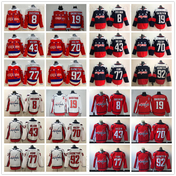 Washington Capitals Hockey 8 Alex Ovechkin Jersey Nicklas Backstrom Tom Wilson Braden Holtby Oshie Evgeny Kuznetsov Red Alternate Blue White