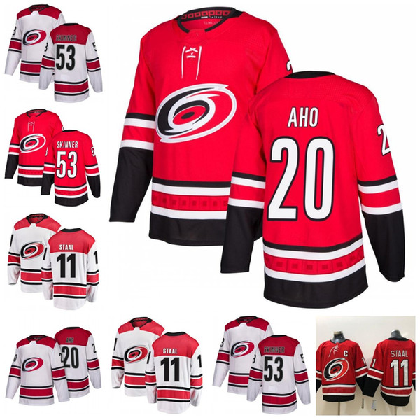 2019 Stanley Cup Playoffs Carolina Hurricanes 20 Sebastian Aho 53 Jeff Skinner 11 Staal Hockey Jerseys Stitched