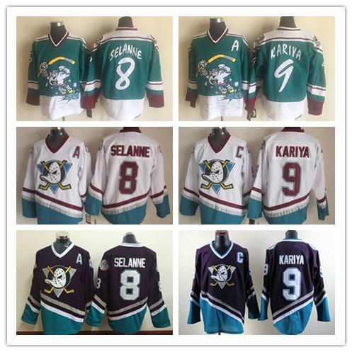 Vintage Anaheim CCM Mighty Ducks Wild Wing Jersey 9 Paul Kariya 8 Teemu Selanne Retro Best Stitched Hockey Jersey