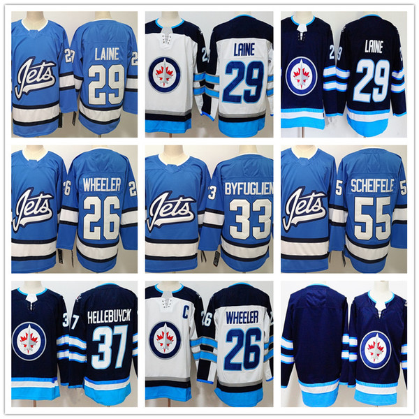 29 Patrik Laine Men's Winnipeg Jets 26 Blake Wheeler 33 Dustin Byfuglien 37 Connor Hellebuyck 55 Mark Scheifele Navy Blue Hockey Jerseys